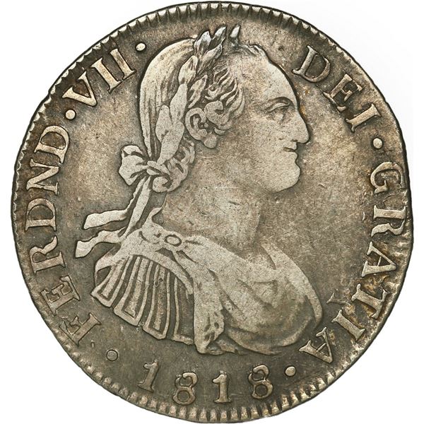 COLOMBIA, Bogotá, bust 2 reales, Ferdinand VII (bust of Charles IV), 1818 F•J.