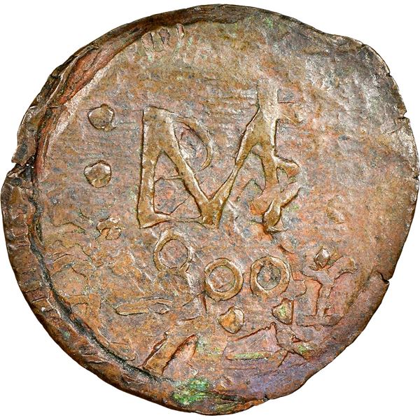 COLOMBIA, Cartagena, copper "imitation cob" ½ real, Ferdinand VII, fantasy date "8oo" (ca. 1815), st