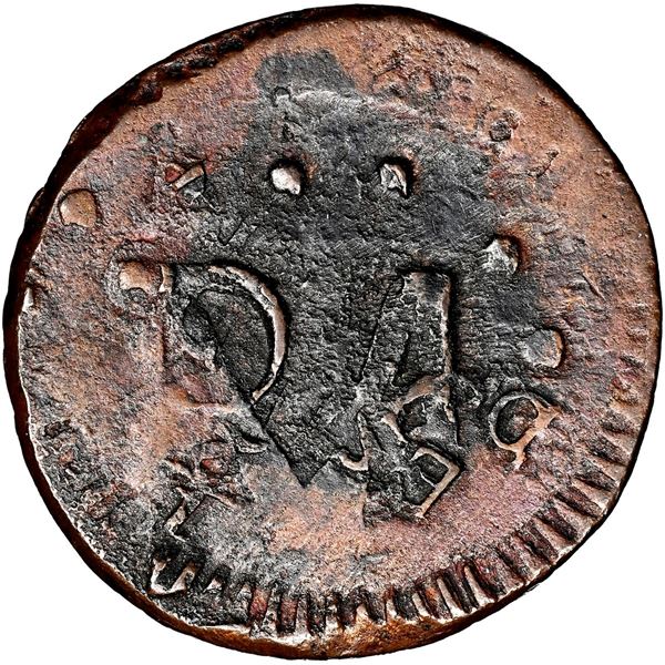 COLOMBIA, Cartagena, copper "imitation cob" ½ real, Ferdinand VII, no date or fantasy date not visib