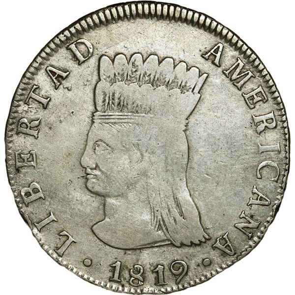 COLOMBIA, Bogotá (Cundinamarca), 8 reales, 1819 JF, LIBERTAD AMERICANA.