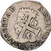 Image 1 : COLOMBIA, Bogotá (Cundinamarca), 2 reales, 1819 JF, struck over a Caracas, Venezuela, "imitation cob
