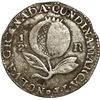 Image 2 : COLOMBIA, Bogotá (Cundinamarca), ½ real, 1814 JF, LIBERTAD AMERICANA, very rare, NGC F details / env