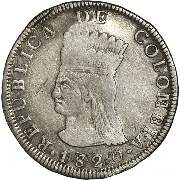 COLOMBIA, Bogotá (Cundinamarca), 8 reales, 1820 JF.