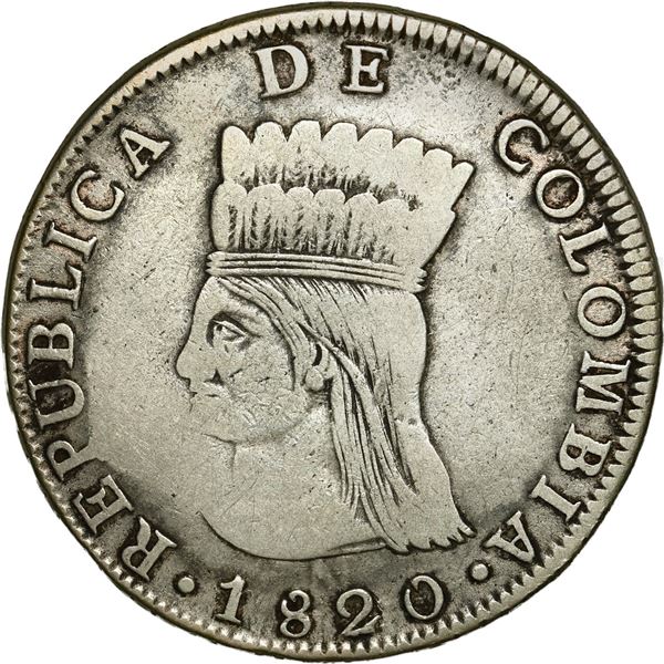 COLOMBIA, Bogotá (Cundinamarca), 8 reales, 1820 JF.