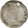 Image 1 : COLOMBIA, Bogotá (Cundinamarca), 8 reales, 1821 JF, no dot below A in mintmark, NGC XF 45.