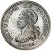 Image 1 : COLOMBIA, copper pattern ¼ real, 1825-dated, first pattern of Colombia, unique and unlisted, NGC UNC