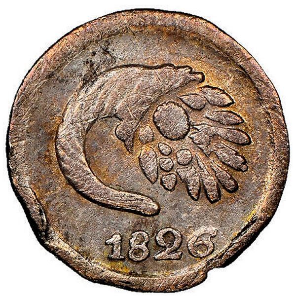 COLOMBIA, Bogotá, ¼ real, 1826 TR, NGC XF details / rim damage (Esmeralda Collection Label).