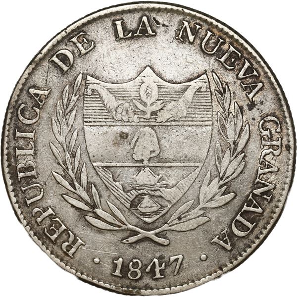 COLOMBIA, Bogotá, 8 reales, 1847, large diameter.