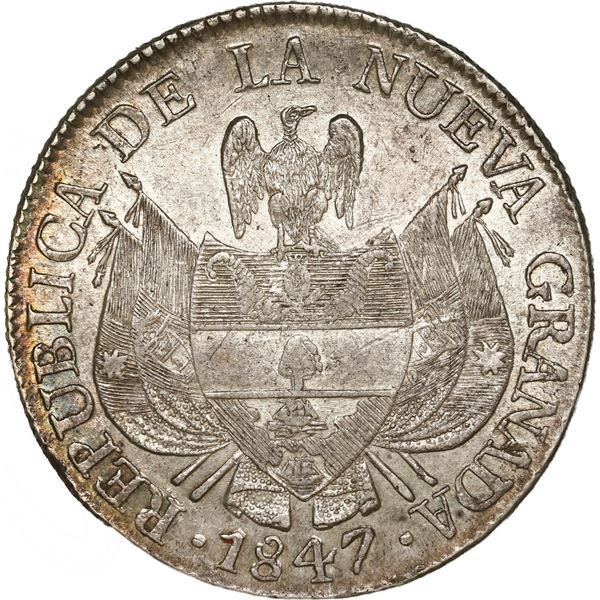 COLOMBIA, Bogotá, 10 reales, 1847, normal diameter.