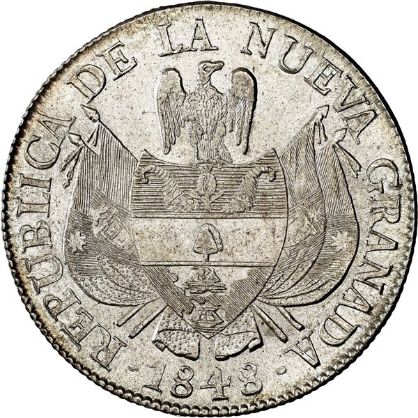 COLOMBIA, Bogotá, 10 reales, 1848, NGC MS 64.