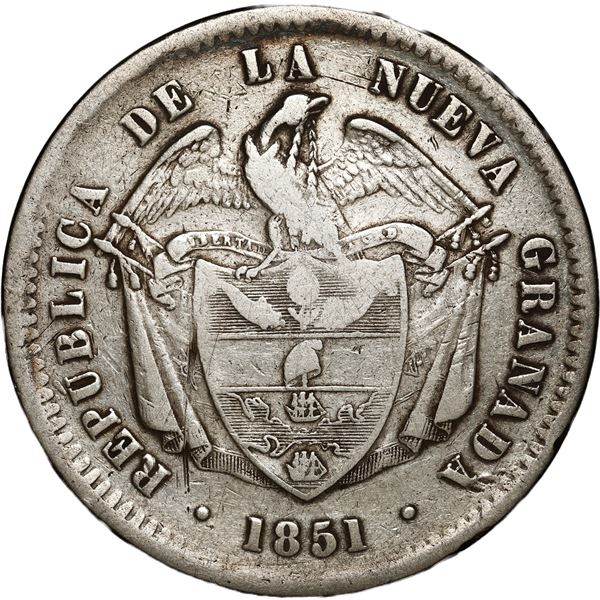COLOMBIA, Bogotá, 10 reales, 1851.