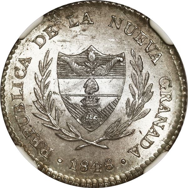 COLOMBIA, Bogotá, 2 reales, 1848, NGC MS 64.