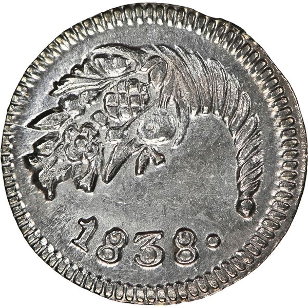 COLOMBIA, Bogotá, ¼ real, 1838, NGC MS 62.