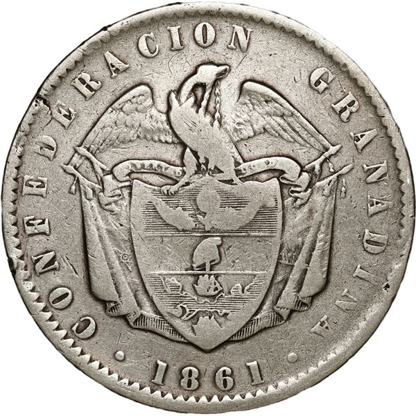 COLOMBIA, Bogotá, 1 peso, 1861.