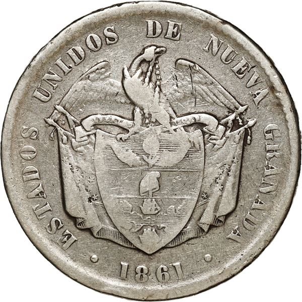 COLOMBIA, Bogotá, 1 peso, 1861.