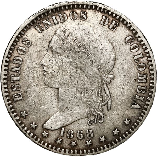 COLOMBIA, Bogotá, 1 peso, 1868, rare.