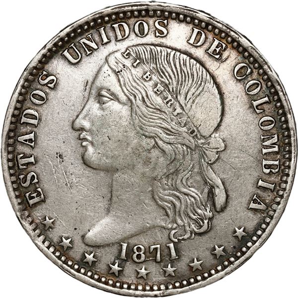 COLOMBIA, Medellín, 1 peso, 1871/0.