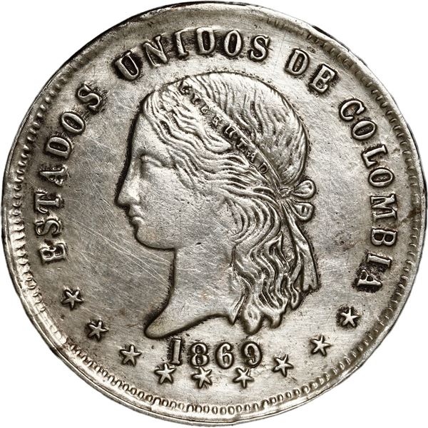 COLOMBIA, Medellín, 5 décimos, 1869.