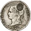 Image 1 : COLOMBIA, Medellín, 5 décimos, 1877/4, Wyon bust, with Costa Rica "lion" double countermark (Type VI