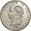 Image 1 : COLOMBIA, Medellín, 5 décimos, 1884, with Costa Rica "lion" double countermark (Type VII, 1889).