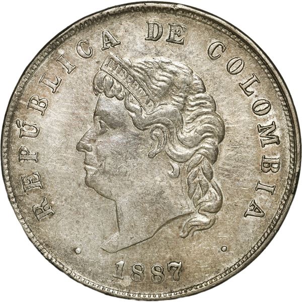 COLOMBIA, Bogotá, 50 centavos, 1887, "Cocobola," rare.