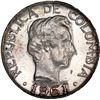 Image 1 : COLOMBIA, white metal specimen pattern 1 peso, 1961, reeded edge, rare, PCGS UNC details / residue, 