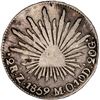 Image 1 : CUBA, 2 reales, short-and-thick key incuse countermark (1872-77) on a Zacatecas, Mexico, cap-and-ray