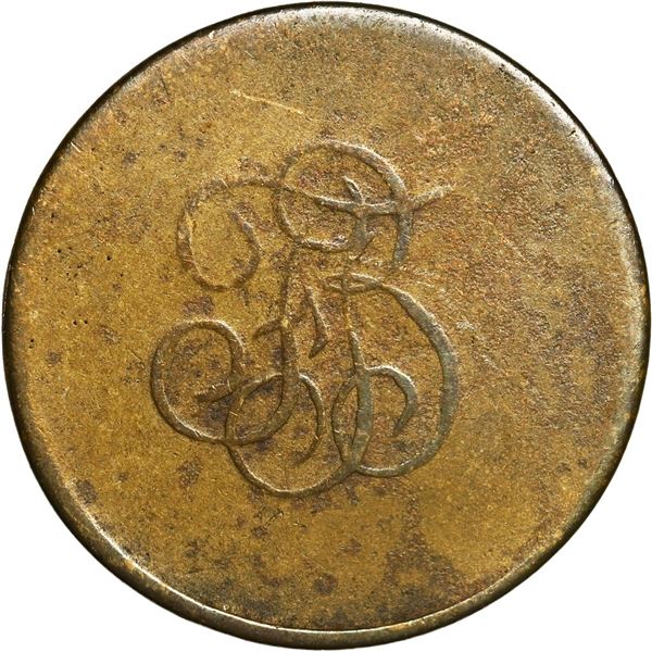 CUBA, Caunao, brass 10 centavos token, no date (late 1800s), Francisco Zayas Bazán y Varona, extreme