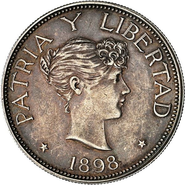 CUBA, struck at the Gorham Mint, 1 peso, 1898, rare, NGC XF 45.