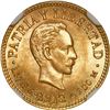 Image 1 : CUBA, struck at the Philadelphia mint, gold 1 peso, 1915, José Martí, NGC MS 66.