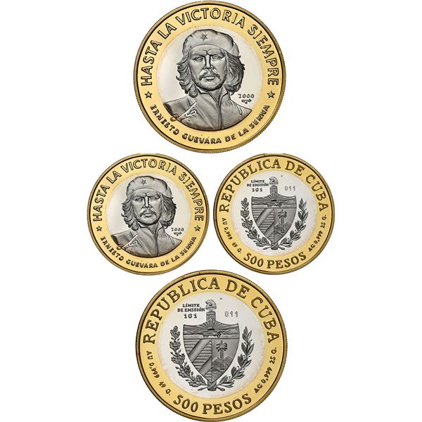CUBA, Havana mint, bi-metallic gold & silver proof 500 pesos, 2000, Che Guevara, with star, numbered