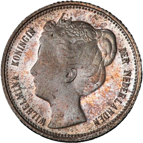 CURAÇAO, Utrecht mint, proof 1/10 gulden, Wilhelmina, 1901, very rare, PCGS PR65 Cameo, "top pop."