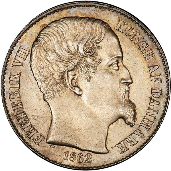 DANISH WEST INDIES, Copenhagen Mint, 20 cents, Frederik VII, 1862, PCGS PL63.