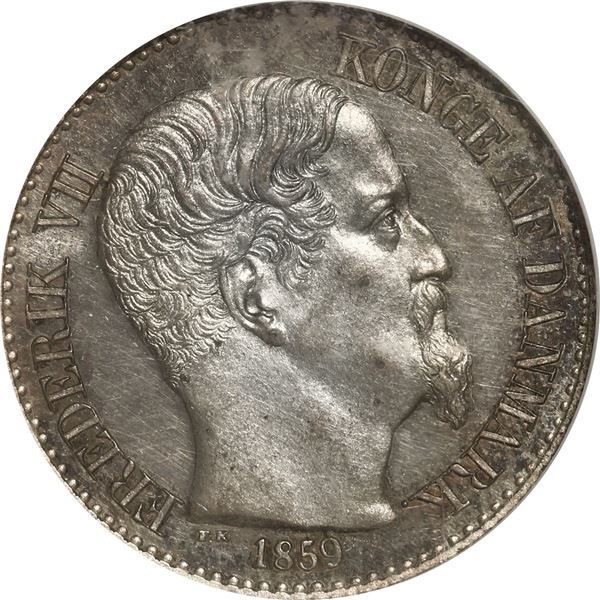 DANISH WEST INDIES, Copenhagen Mint, 10 cents, Frederik VII, 1859, NGC PL 63.