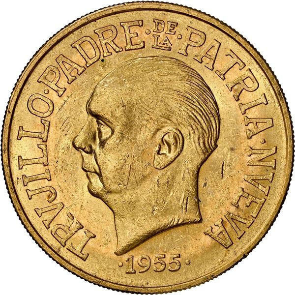 DOMINICAN REPUBLIC, Philadelphia mint, gold 30 pesos, 1955, 25th anniversary of the Trujillo regime,