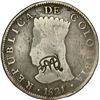 Image 1 : ECUADOR, Quito, 8 reales, MDQ countermark (1831) on a Bogotá (Cundinamarca), Colombia, 8 reales, 182