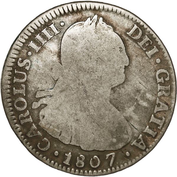 EL SALVADOR, San Salvador, 2 reales, arms countermark (Type V, 1868) on a Potosí, Bolivia, bust 2 re