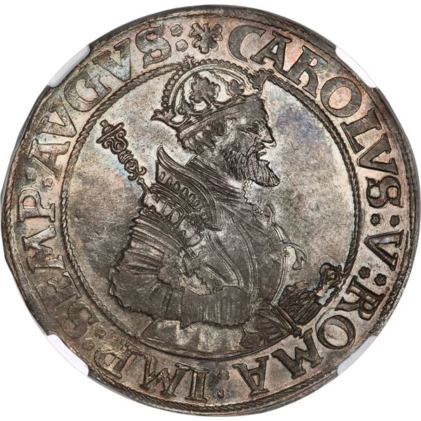 GERMAN STATES, Donauwörth (Holy Roman Empire), 1 taler, Charles V, 1544, NGC MS 61, finest known in 