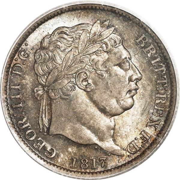 GREAT BRITAIN, London, England, shilling, George III, 1817, ICG MS65.