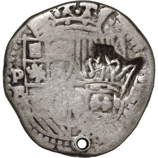 GUATEMALA, Guatemala City, "moclón" 2 reales, Type B crown countermark (1662) on a Potosí, Bolivia, 