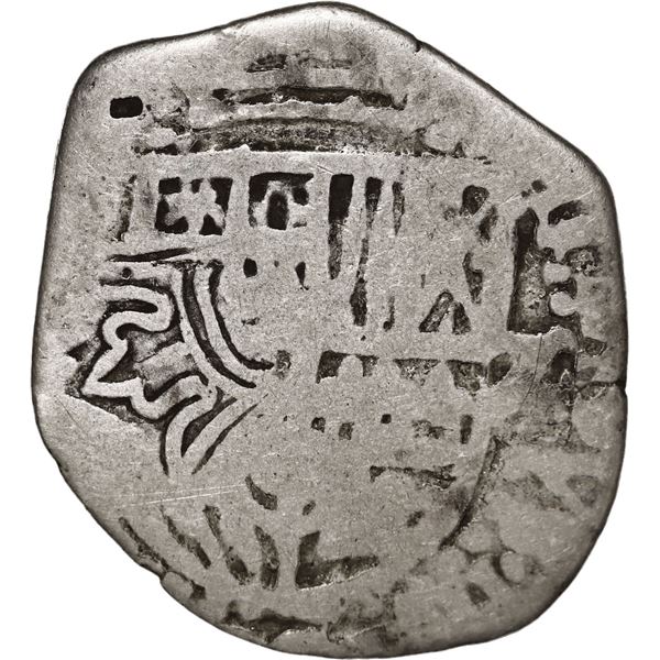 GUATEMALA, Guatemala City, "moclón" 2 reales, Type B crown countermark (1662) on a Potosí, Bolivia, 