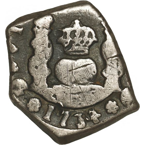 GUATEMALA, Guatemala City, cob 1 real, 1734 J, ex-Stuart.