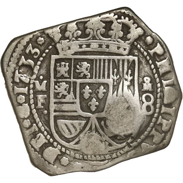 GUATEMALA, Guatemala City, 8 reales, sun-over-mountains countermark (Type II, 1839) on a Mexico City