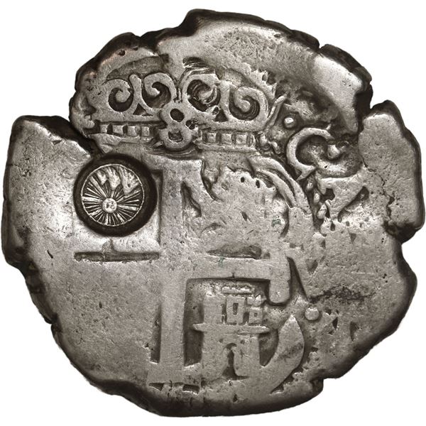 GUATEMALA, Guatemala City, 8 reales, sun-over-mountains countermark (Type II, 1839) on a Potosí, Bol