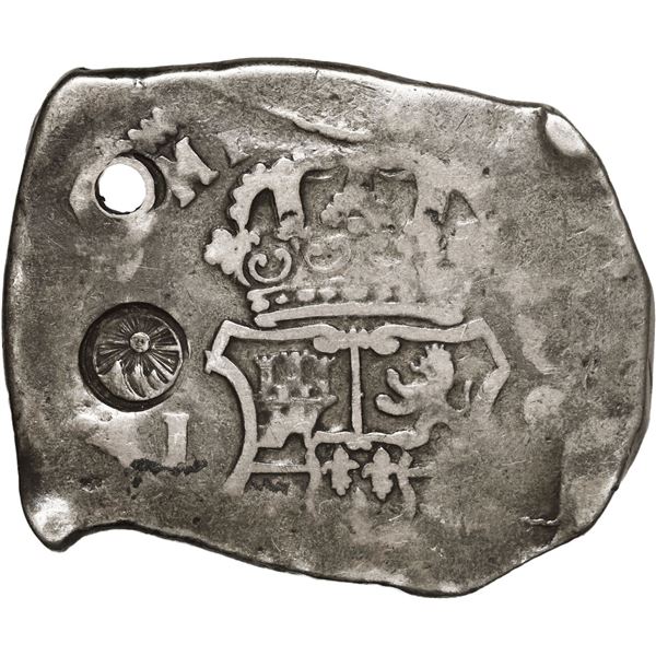 GUATEMALA, Guatemala City, 8 reales, sun-over-mountains countermark (Type II, 1839) on a Guatemala C
