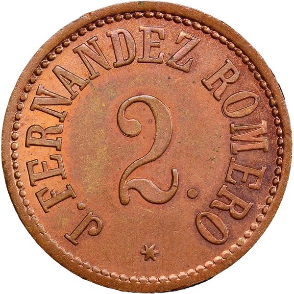 GUATEMALA, Pochuta, Chimaltenango, copper 2 reales plantation token, ca. late 1800s, El Retiro / J. 