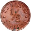 Image 2 : GUATEMALA, Pochuta, Chimaltenango, copper ½ real plantation token, ca. late 1800s, El Retiro / J. Fe