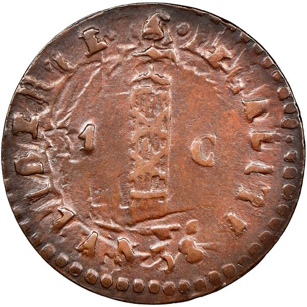 HAITI, copper 1 centime, An 38 // 1841, NGC AU 55 BN.