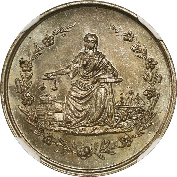 HAITI, struck in France or Belgium, essai 10 centimes, 1870-BB, engraver's initials CT, NGC MS 65.