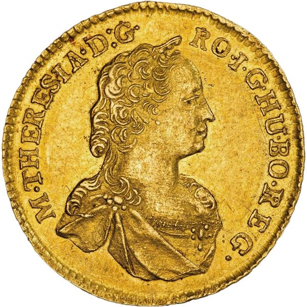 HUNGARY, Transylvania, Karlsburg mint, gold 1 ducat, Maria Theresa, 1759, PCGS AU58, finest and only